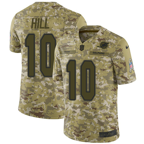 Dolphins #10 Tyreek Hill Camo Youth Stitched Limited 2018 Salute To Service Jersey