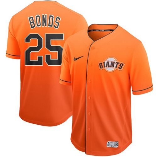 San Francisco Giants #25 Barry Bonds Orange Fade Authentic Stitched jerseys Men's