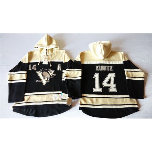 Pittsburgh Penguins #14 Chris Kunitz Black Sawyer Hooded Sweatshirt Stitched Jersey Men's