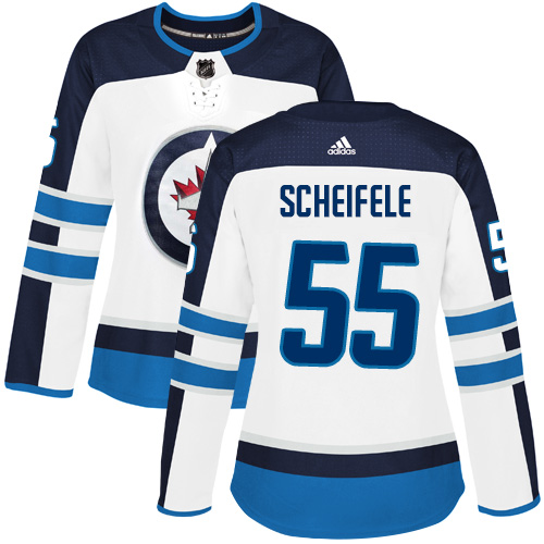 Adidas Winnipeg Jets #55 Mark Scheifele White Road Authentic Women's Stitched Jersey Womens
