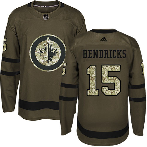 Adidas Winnipeg Jets #15 Matt Hendricks Green Salute To Service Stitched Jersey Men's