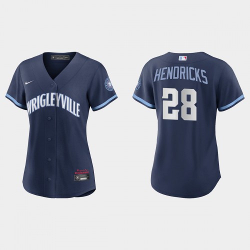 Chicago Chicago Cubs #28 Kyle Hendricks Women's 2021 City Connect Navy Jersey Womens