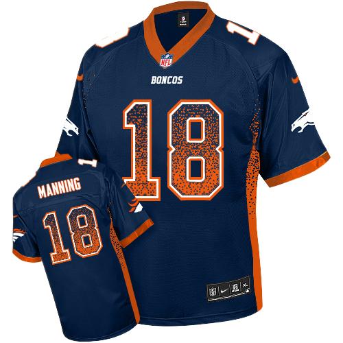 Broncos #18 Peyton Manning Blue Alternate Youth Stitched Elite Drift Fashion Jersey