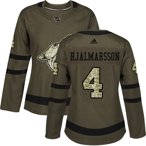 Adidas Arizona Coyotes #4 Niklas Hjalmarsson Green Salute to Service Women's Stitched Jersey Womens