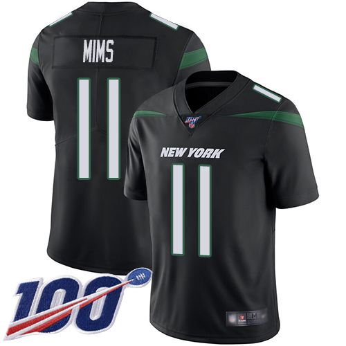 New York Jets #11 Denzel Mim Black Alternate Men's Stitched 100th Season Vapor Untouchable Limited Jersey Men's
