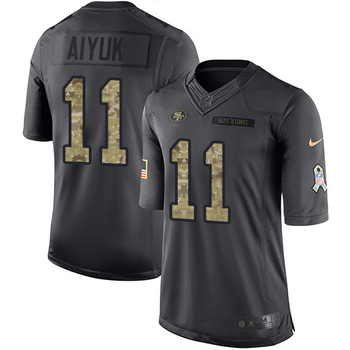 San Francisco 49ers #11 Brandon Aiyuk Black Youth Stitched Limited 2016 Salute to Service Jersey Youth