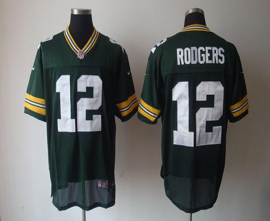 Packers #12 Aaron Rodgers Green Team Color Men's Stitched Elite Jersey