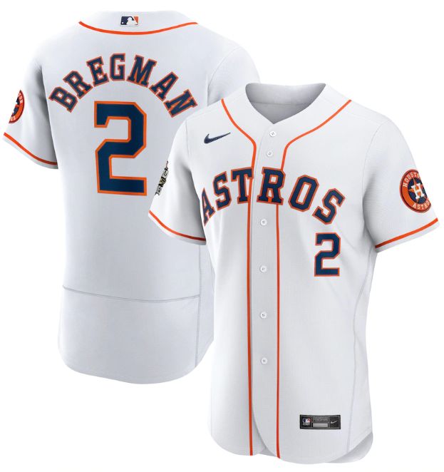 Houston Astros #2 Alex Bregman White 2022 World Series Flex Base Stitched Men's Jersey