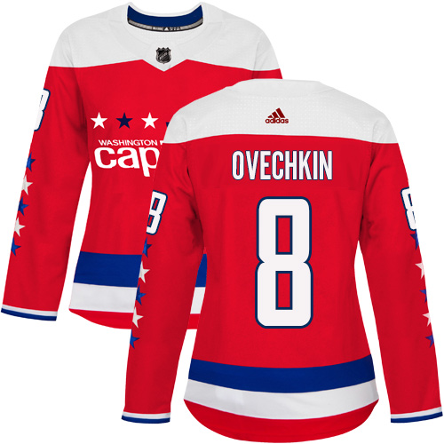 Adidas Washington Capitals #8 Alex Ovechkin Red Alternate Authentic Women's Stitched Jersey Womens