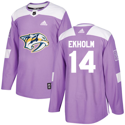 Adidas Nashville Predators #14 Mattias Ekholm Purple Authentic Fights Cancer Stitched Youth Jersey Youth