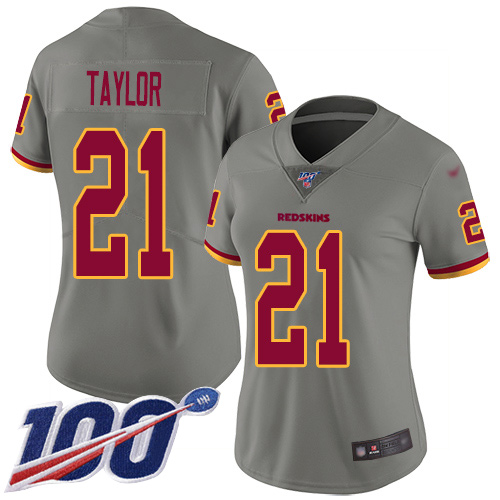Commanders #21 Sean Taylor Gray Women's Stitched Limited Inverted Legend 100th Season Jersey