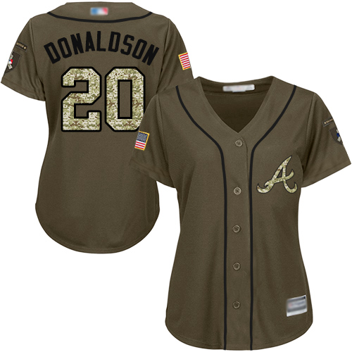 Atlanta Braves #20 Josh Donaldson Green Salute to Service Women's Stitched Jersey Womens