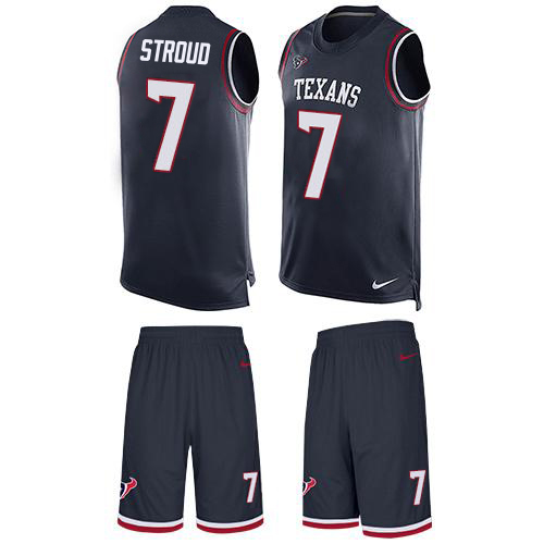 Texans #7 C.J. Stroud Navy Blue Team Color Men's Stitched Limited Tank Top Suit Jersey