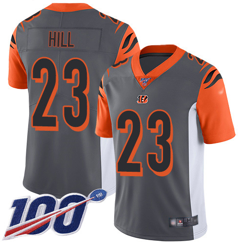 Bengals #23 Daxton Hill Silver Men's Stitched Limited Inverted Legend 100th Season Jersey