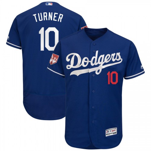 Los Angeles Dodgers #10 Justin Turner Royal 2019 Spring Training Flex Base Stitched Jersey Men's