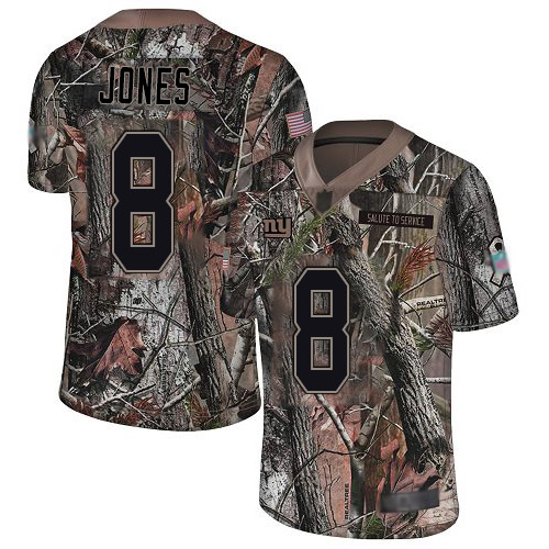 Giants #8 Daniel Jones Camo Men's Stitched Limited Rush Realtree Jersey