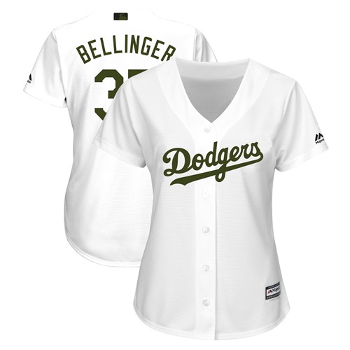 Los Angeles Dodgers #35 Cody Bellinger White 2018 Memorial Day Cool Base Women's Stitched Jersey Womens