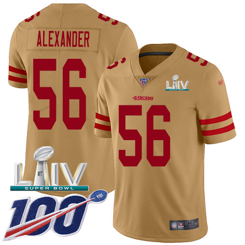 San Francisco 49ers #56 Kwon Alexander Gold Super Bowl LIV 2020 Youth Stitched Limited Inverted Legend 100th Season Jersey Youth