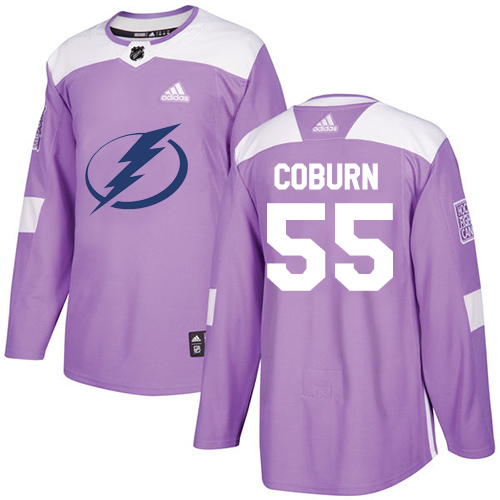Adidas Tampa Bay Lightning #55 Braydon Coburn Purple Authentic Fights Cancer Stitched Youth Jersey Youth