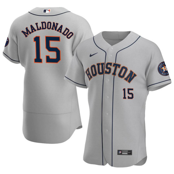 Men's Houston Astros 15 Authentic Gray Road 2020 Martin Maldonado Jersey