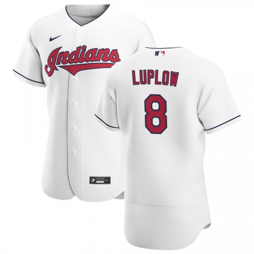 Cleveland Guardians #8 Jordan Luplow Men's White Home 2020 Authentic Team Jersey Men's