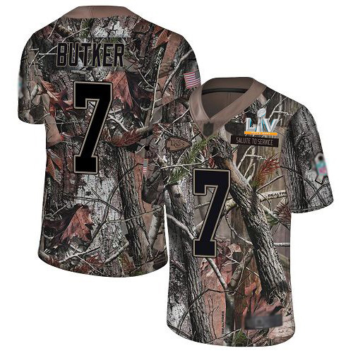 Chiefs #7 Harrison Butker Camo Men's Super Bowl LV Bound Stitched Limited Rush Realtree Jersey