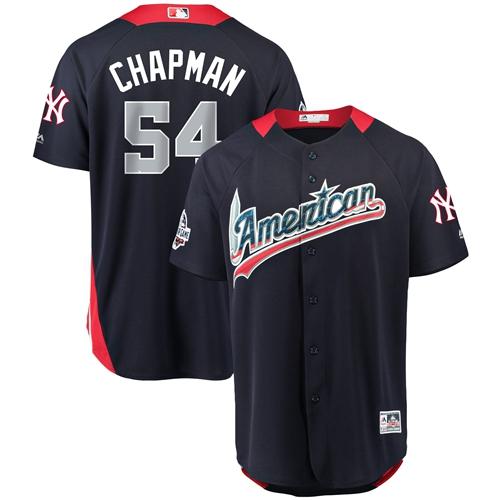 New York Yankees #54 Aroldis Chapman Navy Blue 2018 All-Star American League Stitched Jersey Men's