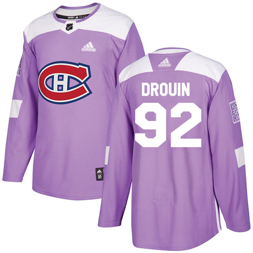 Adidas Montreal Canadiens #92 Jonathan Drouin Purple Authentic Fights Cancer Stitched Youth Jersey Youth