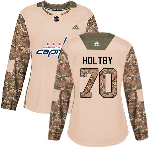 Adidas Washington Capitals #70 Braden Holtby Camo Authentic 2017 Veterans Day Women's Stitched Jersey Womens