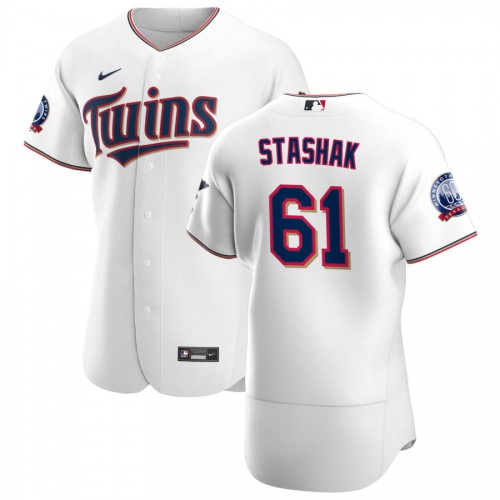 Minnesota Minnesota Twins #61 Cody Stashak Men's White Home 2020 60th Season Authentic Team Jersey Men's