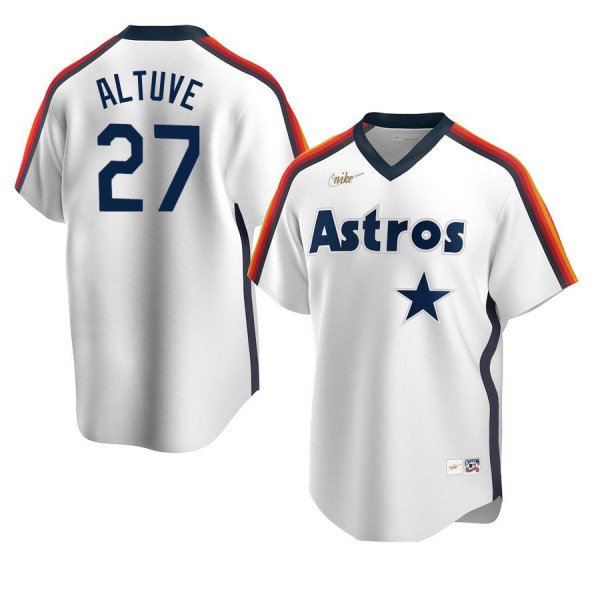 Men's Youth Women's Houston Astros 27 Replica Cooperstown Collection White Home Jose Altuve Jersey