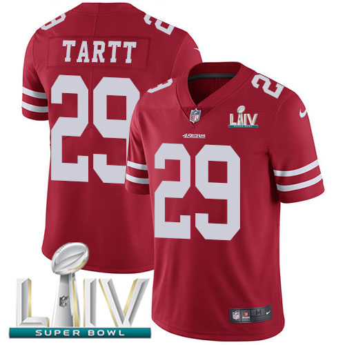 San Francisco 49ers #29 Jaquiski Tartt Red Super Bowl LIV 2020 Team Color Men's Stitched Vapor Untouchable Limited Jersey Men's