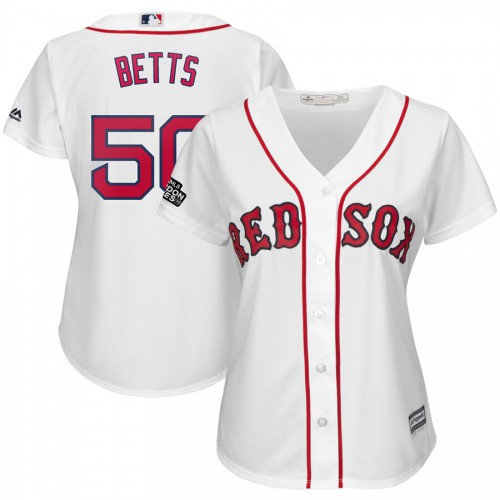 Boston Boston Red Sox #50 Mookie Betts Majestic Women's 2019 London Series Cool Base Player Jersey White Womens