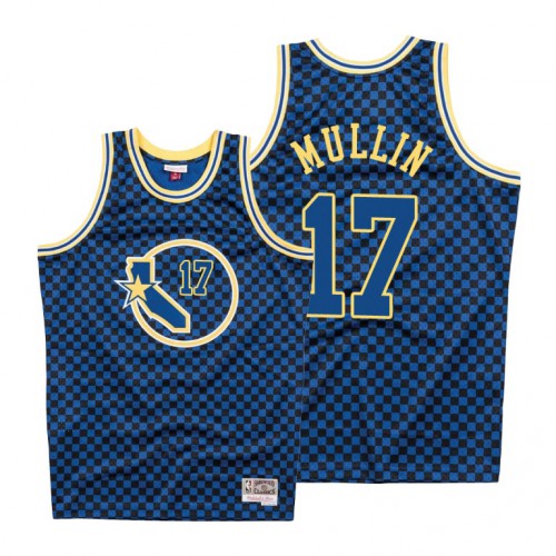Mitchell & Ness Golden State Warriors #17 Chris Mullin Mens Royal Checkerboard HWC Throwback Jersey Mens