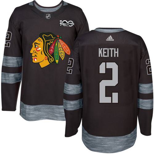 Adidas Chicago Blackhawks #2 Duncan Keith Black 1917-2017 100th Anniversary Stitched Jersey Men's