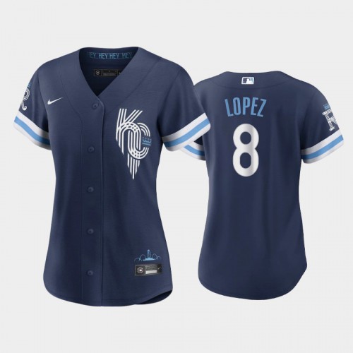 Kansas City Kansas City Royals #8 Nicky Lopez Women's Replica 2022 City Connect Navy Jersey Womens