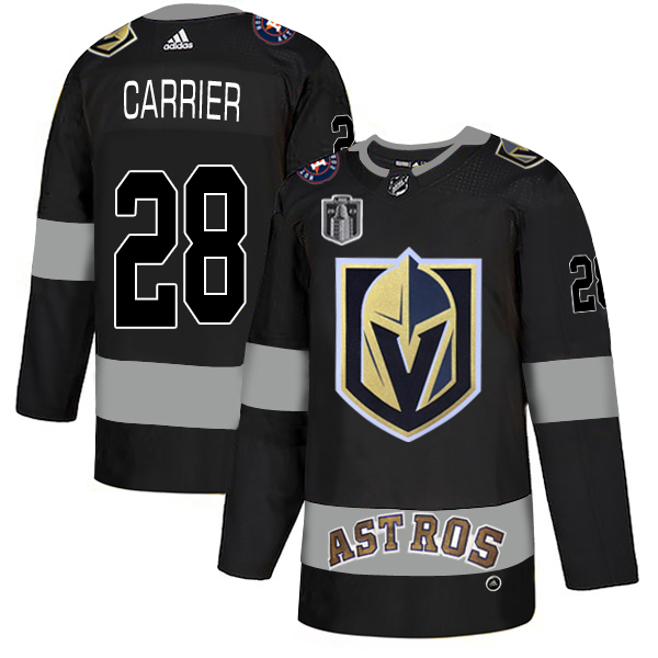 Adidas Golden Knights X Astros #28 William Carrier Black 2023 Stanley Cup Final Patch Authentic City Joint Name Stitched Jersey