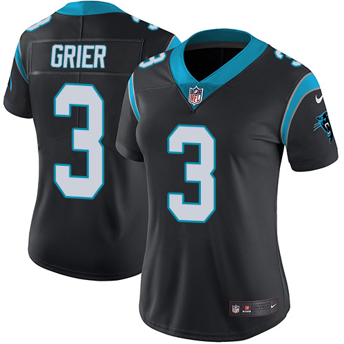 Carolina Panthers #3 Will Grier Black Team Color Women's Stitched Vapor Untouchable Limited Jersey Womens