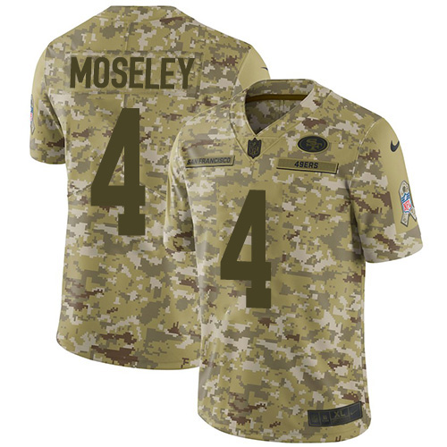 San Francisco 49ers #4 Emmanuel Moseley Camo Men's Stitched Limited 2018 Salute To Service Jersey Men's