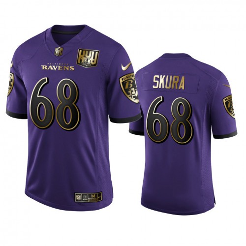 Baltimore Baltimore Ravens #68 Matt Skura Men's Purple Team 25th Season Golden Limited Jersey Men's
