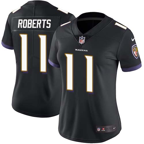 Baltimore Ravens #11 Seth Roberts Black Alternate Women's Stitched Vapor Untouchable Limited Jersey Womens