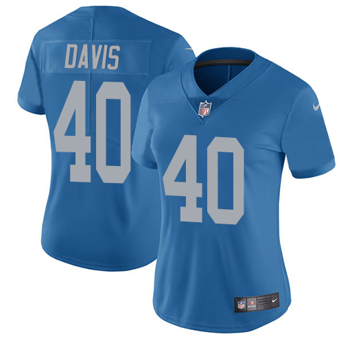 Detroit Lions #40 Jarrad Davis Blue Throwback Women's Stitched Vapor Untouchable Limited Jersey Womens