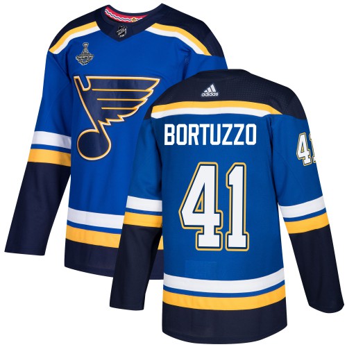 Adidas St. Louis Blues #41 Robert Bortuzzo Blue Home Authentic 2019 Stanley Cup Champions Stitched Jersey Men's