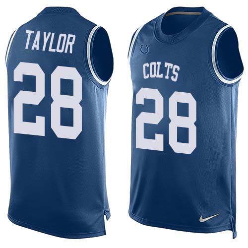 Colts #28 Jonathan Taylor Royal Blue Team Color Men's Stitched Limited Tank Top Jersey