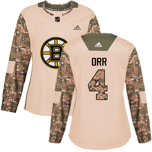 Adidas Boston Bruins #4 Bobby Orr Camo Authentic 2017 Veterans Day Women's Stitched Jersey Womens