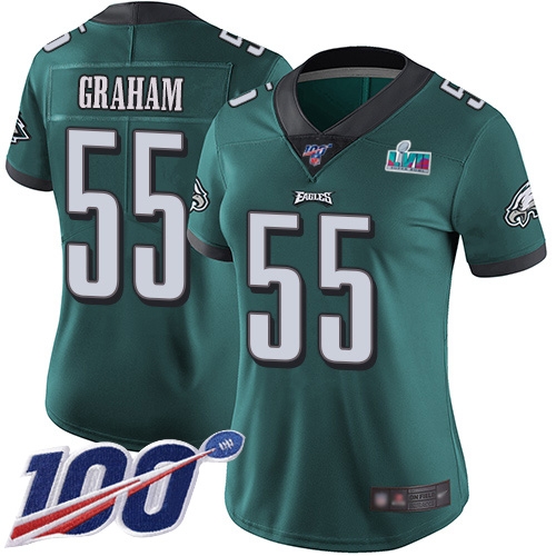 Eagles #55 Brandon Graham Green Team Color Super Bowl LVII Patch Women's Stitched 100th Season Vapor Limited Jersey