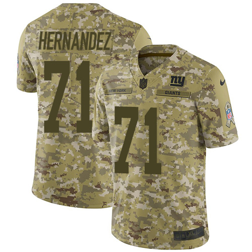 New York Giants #71 Will Hernandez Camo Men's Stitched Limited 2018 Salute To Service Jersey Men's