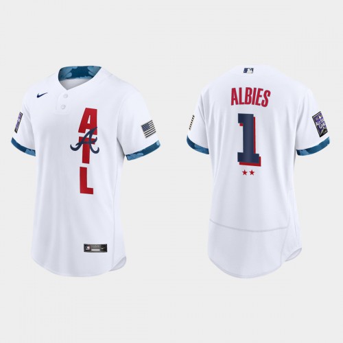 Atlanta Atlanta Braves #1 Ozzie Albies 2021 All Star Game Authentic White Jersey Men's