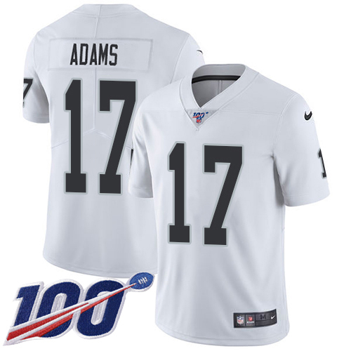 Youth Raiders #17 Davante Adams White Stitched 100th Season Vapor Limited Jersey
