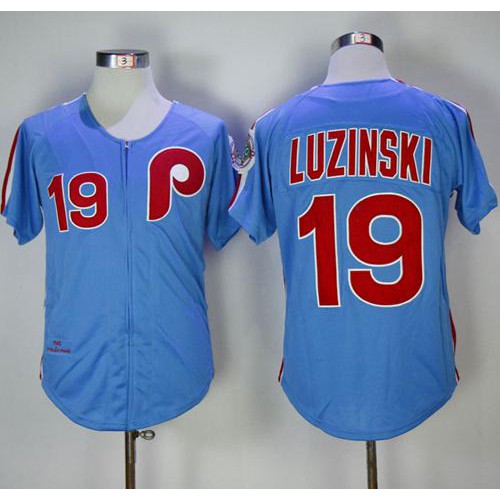 Mitchell and Ness 1980 Philadelphia Phillies #19 Greg Luzinski Stitched Blue Throwback Jersey Men's